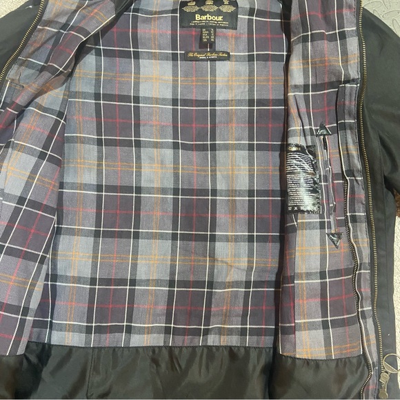 Barbour Classic Beadnell Wax Jacket Sz 2 Black/Classic/Plaid Women’s - Picture 7 of 11